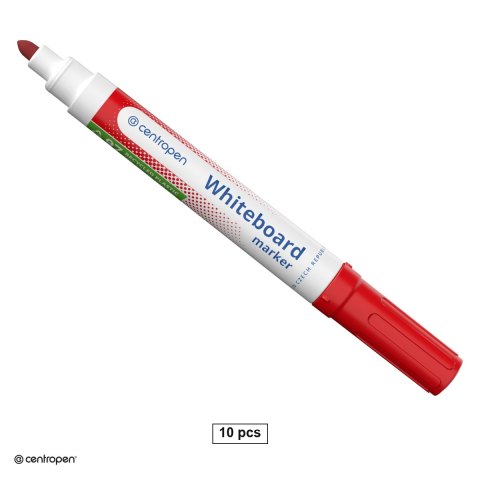 Instrumente de scris - Set 10 markere whiteboard Centropen 8559, varf rotund 2.5 mm, cerneala rosie