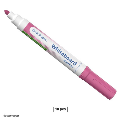 Instrumente de scris - Set 10 markere whiteboard Centropen 8559, varf rotund 2.5 mm, cerneala roz