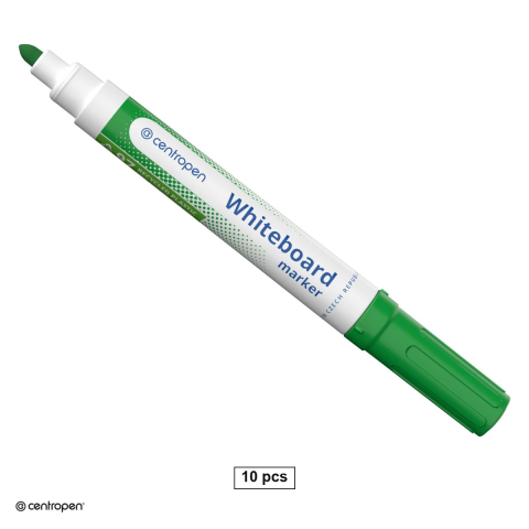 Instrumente de scris - Set 10 markere whiteboard Centropen 8559, varf rotund 2.5 mm, cerneala verde