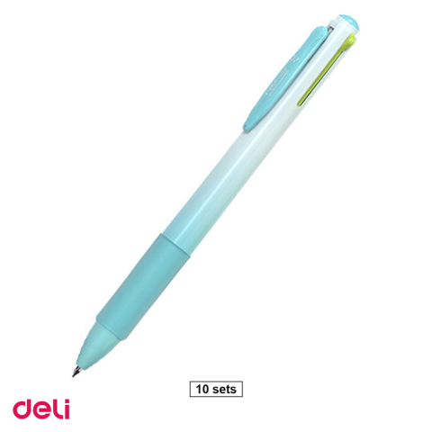 Birotica papetarie - Set 10 pixuri cu gel Deli Neonup, cu 4 culori, cu mecanism, varf 0.7 mm