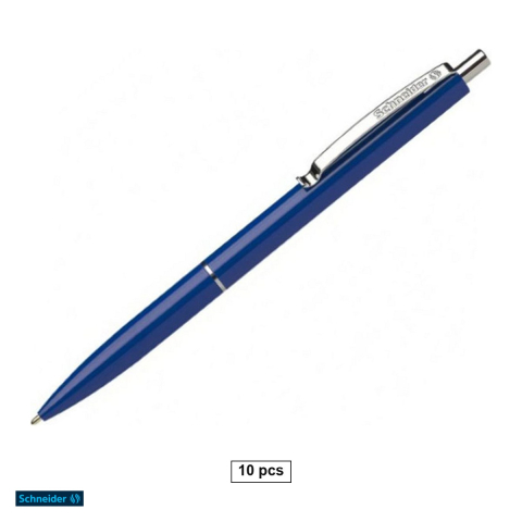 Instrumente de scris - Set 10 pixuri cu mecanism Schneider K15, varf 0.7 mm, corp albastru, reincarcabile, pentru birou si uz zilnic