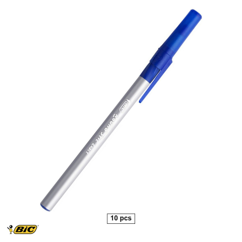 Instrumente de scris - Set 10 pixuri de unica folosinta Bic Round Stic Exact, scriere fina 0.7mm, albastre, pentru birou si scoala