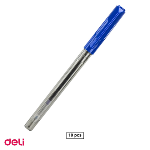 Pixuri - Set 10 pixuri de unica folosinta Deli Arrow, varf 0.7 mm, cerneala albastra
