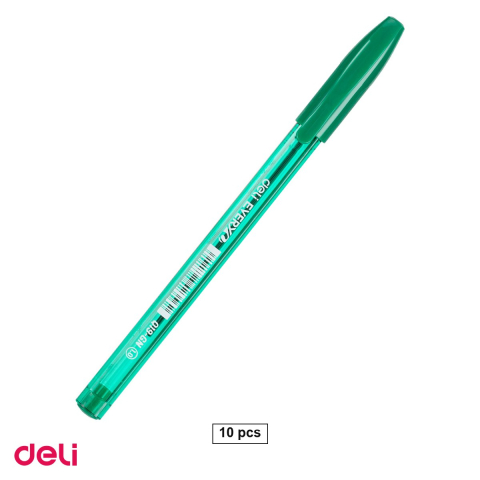 Pixuri - Set 10 pixuri de unica folosinta Deli Q19 Every, varf 1 mm, cerneala verde
