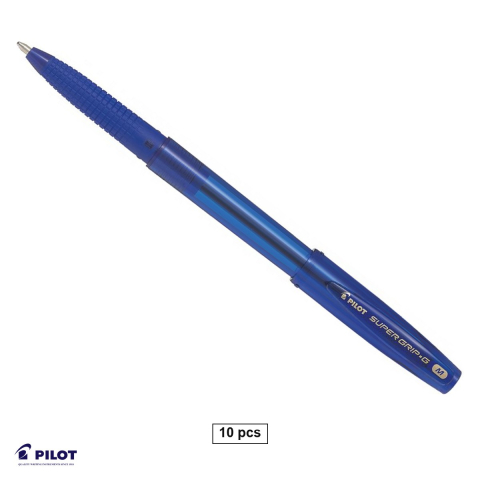 Pixuri - Set 10 pixuri de unica folosinta Pilot Supergrip G, varf 1mm, cerneala albastra, grip confortabil