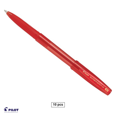 Instrumente de scris - Set 10 pixuri de unica folosinta Pilot Supergrip G, varf 1mm, cerneala rosie, grip confortabil
