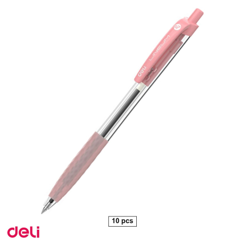 Birotica papetarie - Set 10 pixuri Deli Lineum, cu mecanism, cu grip, varf 0.7 mm, cerneala neagra