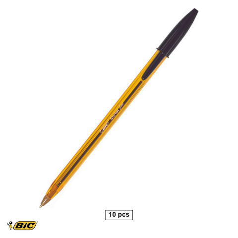 Pixuri - Set 10 pixuri unica folosinta Bic Cristal Fine, varf 0.8 mm, cerneala neagra, corp transparent, pentru scriere fina