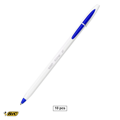 Instrumente de scris - Set 10 pixuri unica folosinta Bic Cristal Up, varf medium 1.2 mm, scriere albastra, pentru birou si scoala