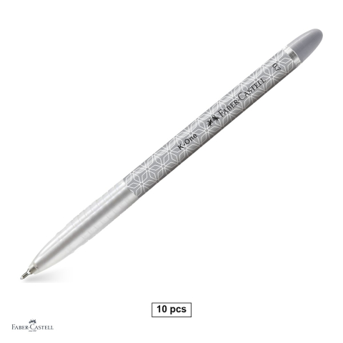 Instrumente de scris - Set 10 pixuri unica folosinta Faber-Castell K1, varf 0.7mm, cerneala neagra, scriere lina, corp ergonomic triunghiular