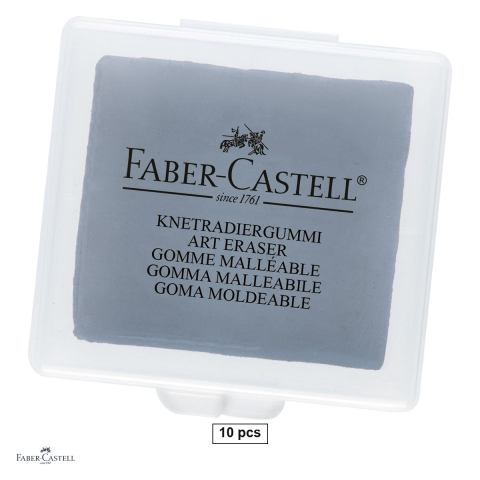 Birotica papetarie - Set 10 radiere modelabile Faber-Castell, pentru desen in carbune si pastel, gri