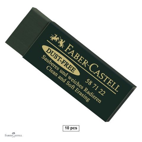 Birotica papetarie - Set 10 radiere pentru arta Faber-Castell Dust Free 20, cu manson protector, verzi