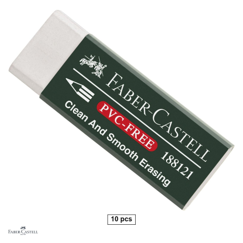 Birotica papetarie - Set 10 radiere pentru creion Faber-Castell 7081N-20 din vinil, 63x22x12 mm