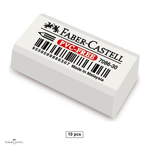 Birotica papetarie - Set 10 radiere pentru creion Faber-Castell 7086-30 din plastic, fara PVC, 41x18.5x11.5 mm