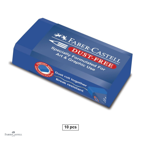 Birotica papetarie - Set 10 radiere pentru creion Faber-Castell Art & Graphic Dust Free 24, albastre