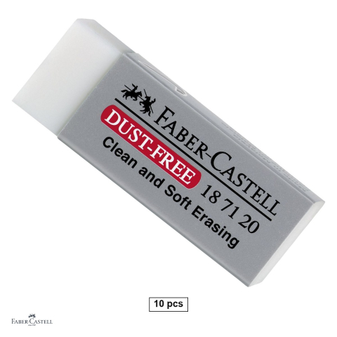 Birotica papetarie - Set 10 radiere pentru creion Faber-Castell Dust Free 20, cu manson protector