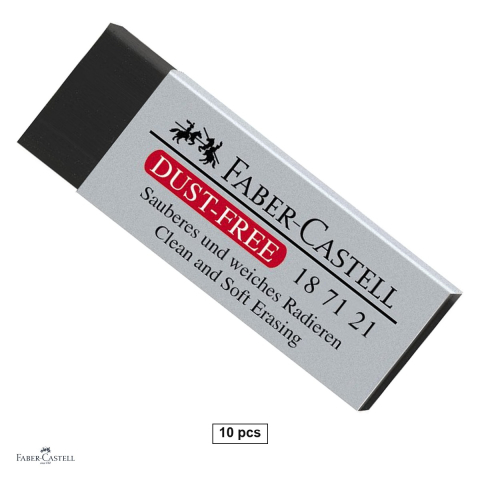 Birotica papetarie - Set 10 radiere pentru creion Faber-Castell Dust Free 20, cu manson protector, negre