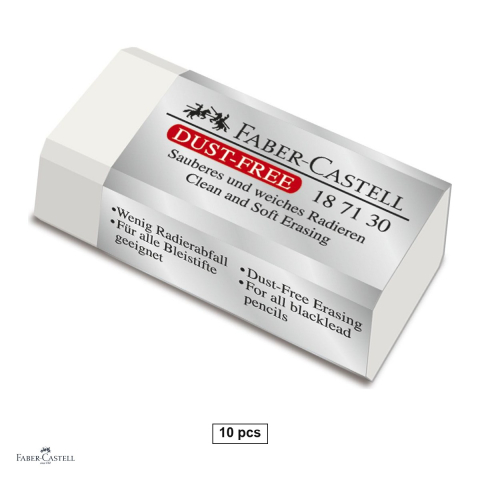 Birotica papetarie - Set 10 radiere pentru creion Faber-Castell Dust Free 30, cu manson protector