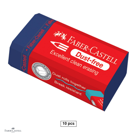 Birotica papetarie - Set 10 radiere pentru creion Faber-Castell Dust Free Trend 24, cu manson protector, culori asortate