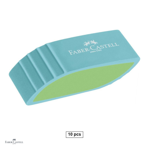 Birotica papetarie - Set 10 radiere pentru creion Faber-Castell Shape Trend, bicolore, fara PVC, culori pastel asortate