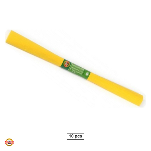 Birotica papetarie - Set 10 role hartie creponata galben intens Koh-I-Noor, 200 x 50 cm, pentru decoratiuni si activitati craft