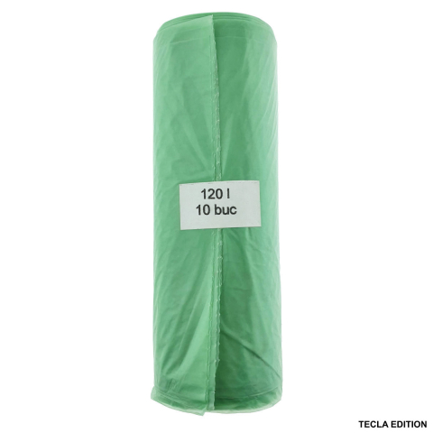 Saci menajeri - Set 10 saci menajeri 120L pentru colectare selectiva sticla, LDPE, dimensiuni 68 x 114 cm, verzi