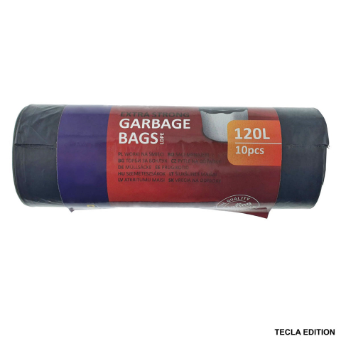 Saci menajeri - Set 10 Saci Menajeri 120L Super Rezistenti LDPE pentru deseuri voluminoase, curatenie in gradina si spatii comerciale, 69 x 110 cm, negri, ambalati in rola compacta
