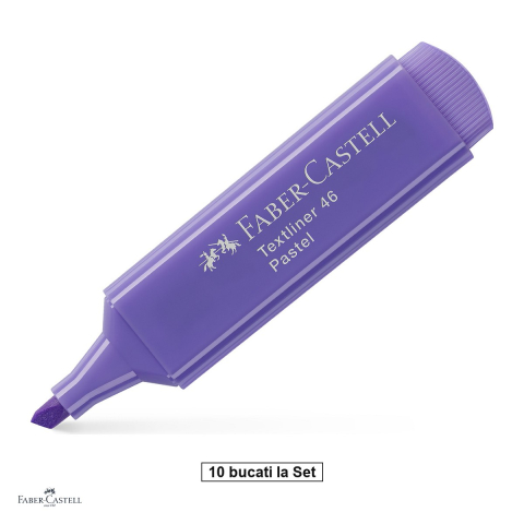 Instrumente de scris - Set 10 textmarkere Faber-Castell Textliner 46 Pastel, varf tesit 1, 2 si 5 mm, cerneala pe baza de apa, liliac