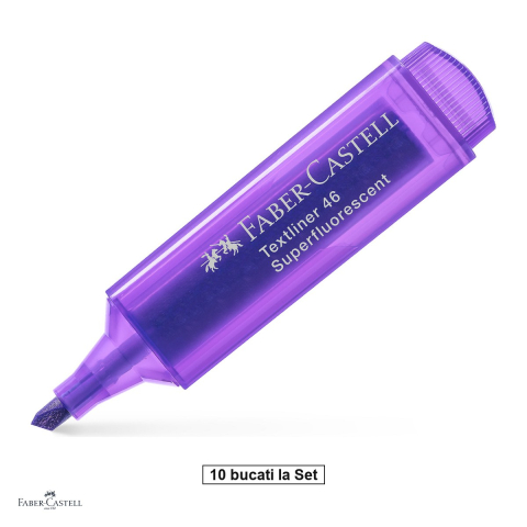 Instrumente de scris - Set 10 textmarkere Faber-Castell Textliner 46, varf tesit 1, 2 si 5 mm, superfluorescent, violet
