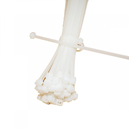 Elemente de prindere - Set 100 bride din plastic, 3 x 150mm, cu autoblocare, tip colier, pentru fixare si legare, albe