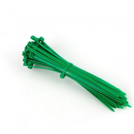 Elemente de prindere - Set 100 bride din plastic, 4 x 200mm, cu autoblocare, tip colier, pentru fixare si legare, verde