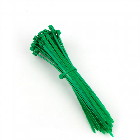 Elemente de prindere - Set 100 bride din plastic, 4 x 250mm, cu autoblocare, tip colier, pentru fixare si legare, verde