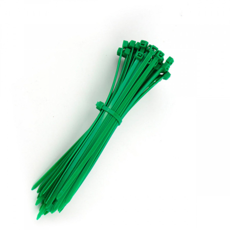 Elemente de prindere - Set 100 bride din plastic, 4 x 300mm, cu autoblocare, tip colier, pentru fixare si legare, verde