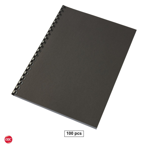 Birotica papetarie - Set 100 coperti din carton GBC pentru indosariere A4, 250 g/mp, negre