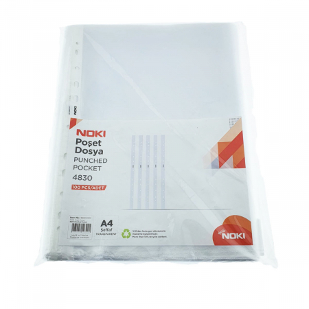 Birotica papetarie - Set 100 folii de protectie A4 cu deschidere superioara, 40 microni, Noki 12320, suprafata orange peel