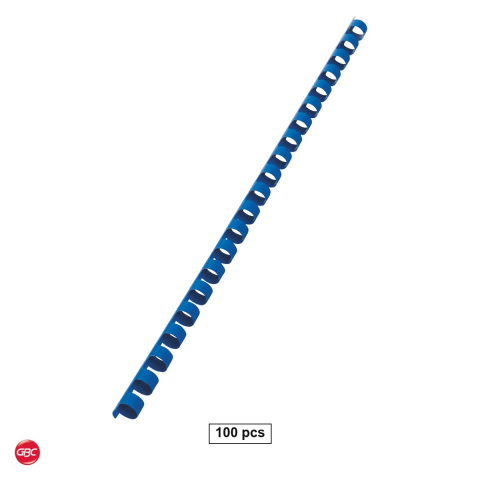 Birotica papetarie - Set 100 inele de indosariere GBC din PVC de 10 mm pentru 65 coli, lungime A4, compatibile CombBind, albastre