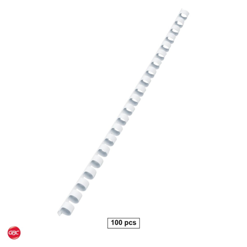Birotica papetarie - Set 100 inele de indosariere GBC din PVC de 10 mm pentru 65 coli, lungime A4, compatibile CombBind, albe