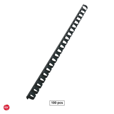 Birotica papetarie - Set 100 inele de indosariere GBC din PVC de 14 mm pentru 125 coli, lungime A4, compatibile CombBind, negre