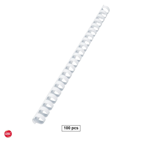 Birotica papetarie - Set 100 inele de indosariere GBC din PVC de 16 mm pentru 125 coli, lungime A4, compatibile CombBind, albe