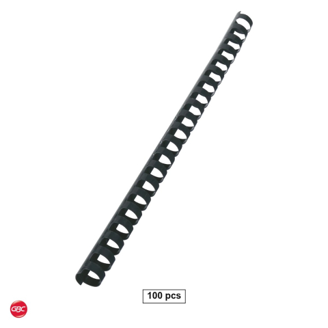 Birotica papetarie - Set 100 inele de indosariere GBC din PVC de 16 mm pentru 145 coli, lungime A4, compatibile CombBind, negre