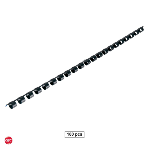 Birotica papetarie - Set 100 inele de indosariere GBC din PVC de 8 mm pentru 45 coli, lungime A4, compatibile CombBind, negre