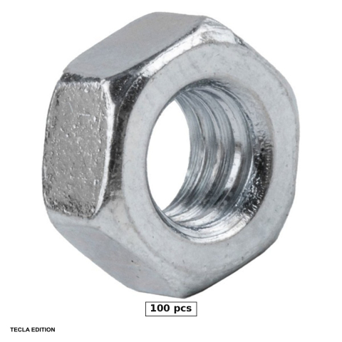 Suruburi, dibluri si accesorii prindere - Set 100 piulite hexagonale DIN 934, M3, cheie 5.5 mm, otel grad 8, zincate alb, strang surubul pe partea cealalta a piesei, ca imbinarea sa ramana fixa