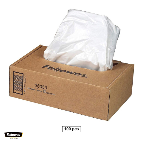 Birotica papetarie - Set 100 saci Fellowes pentru distrugatoare de documente, capacitate 34 l