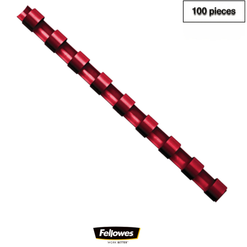 Sisteme de indosariat - Set 100 spire inele plastic 16 mm rosu pentru legat documente A4 pana la 120 coli ambalaj economic Fellowes