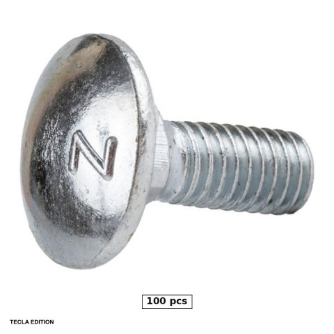 Suruburi, dibluri si accesorii prindere - Set 100 suruburi cap bombat cu gat patrat DIN 603, M6x50 mm, otel 4.8, zincate alb, prind lemnul de metal fara ca surubul sa se invarta in gol
