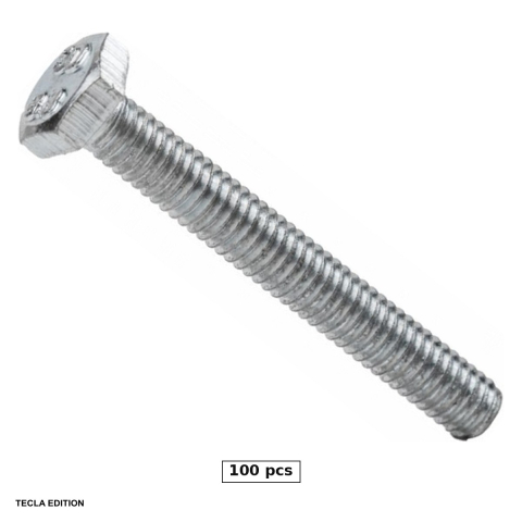 Suruburi, dibluri si accesorii prindere - Set 100 suruburi metrice cap hexagonal DIN 933, M6x45 mm, filetate complet, otel 8.8, zincate alb, prind doua piese metalice impreuna, cu piulita