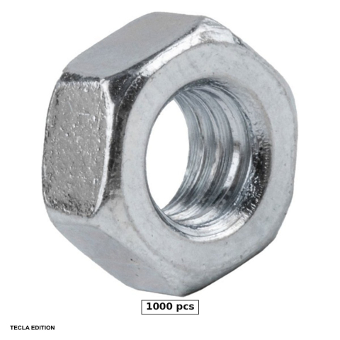 Suruburi, dibluri si accesorii prindere - Set 1000 piulite hexagonale DIN 934, M5, cheie 8 mm, otel grad 8, zincate alb, strang surubul pe partea cealalta a piesei, ca imbinarea sa ramana fixa