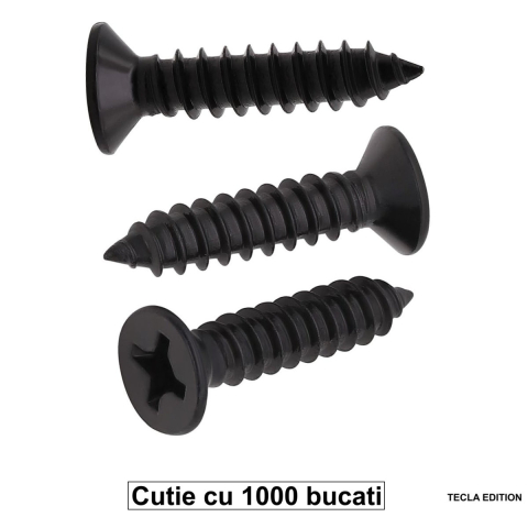 Sisteme de Fixare - Set 1000 Suruburi Universale pentru Rigips, 3.5 x 35 mm, Autofiletante, pentru Profile Metalice si Structura Lemn, Cap Inecat, Otel Fosfatat