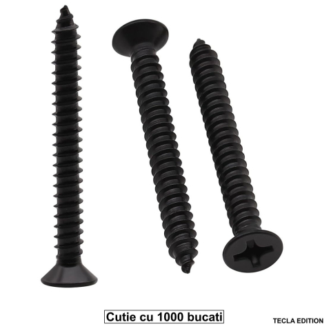 Sisteme de Fixare - Set 1000 Suruburi Universale pentru Rigips, 3.5 x 45 mm, Autofiletante, pentru Profile Metalice si Structura Lemn, Cap Inecat, Otel Fosfatat