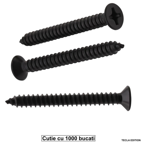 Sisteme de Fixare - Set 1000 Suruburi Universale pentru Rigips, 3.5 x 55 mm, Lungime Extra, Autofiletante, pentru Profile Metalice si Structura Lemn, Cap Inecat, Otel Fosfatat
